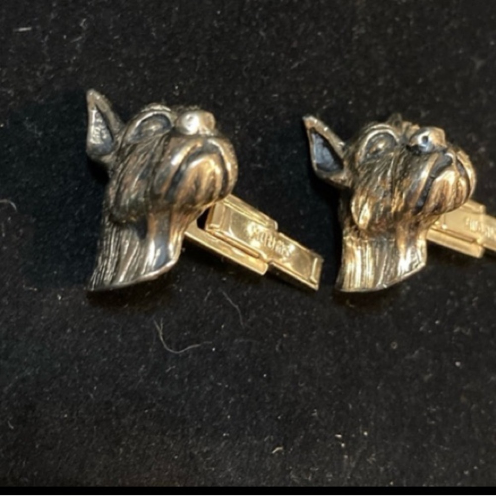 Vintage SWANK Boxer Terrier Dog Lover Cufflinks Gold Tone